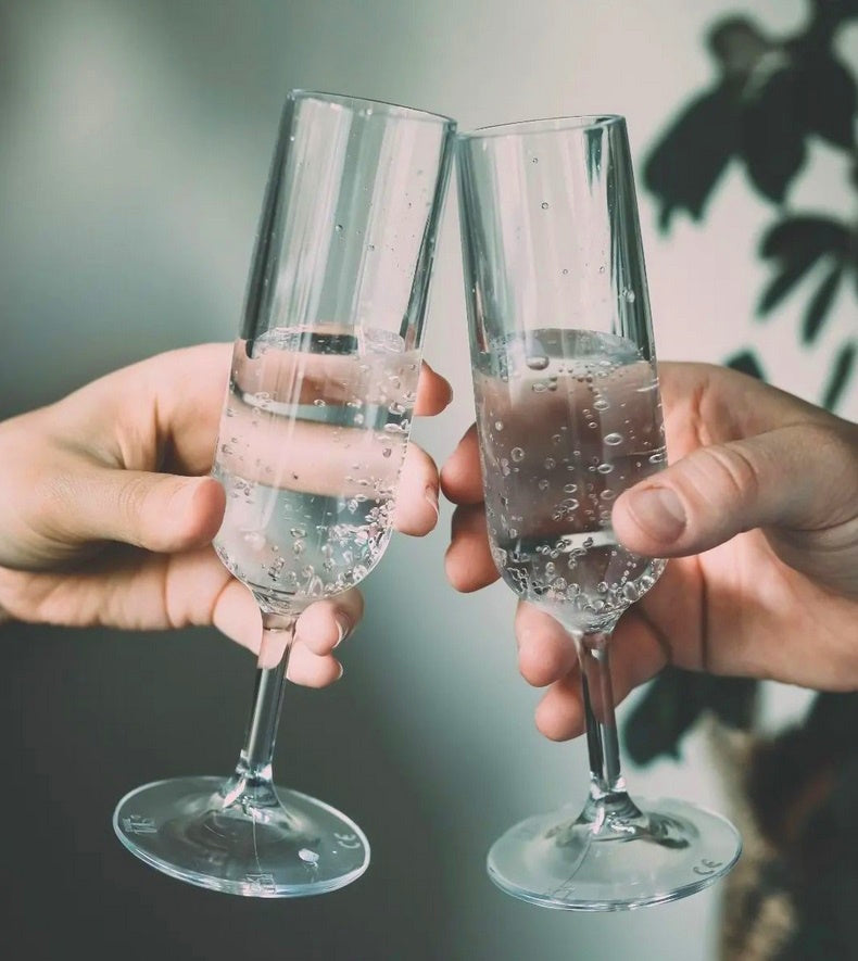 Kunststoffglas Champagner- Sektglas Gotas | mit CL Eichung auf 0,1L | 2-er Set