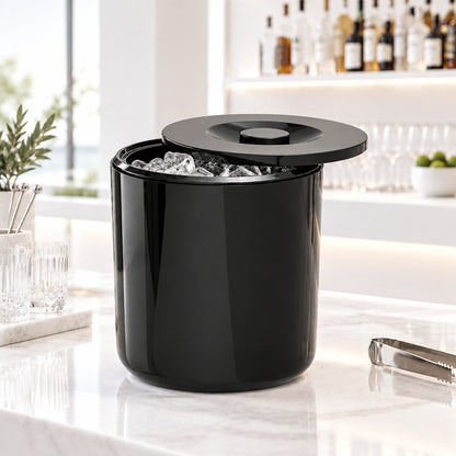 Eiswürfelbehälter 6 Liter | rund | schwarz | Kunststoff | inkl. Abtropfsieb