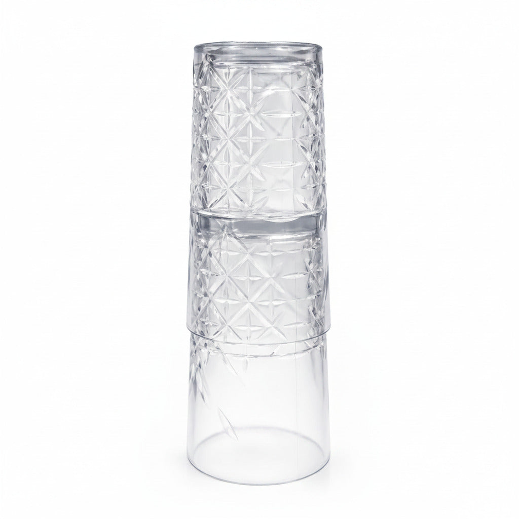 Kunststoffglas Luca Longdrink mit Reliefschliff | 0,4L | glasklar | 2er Set
