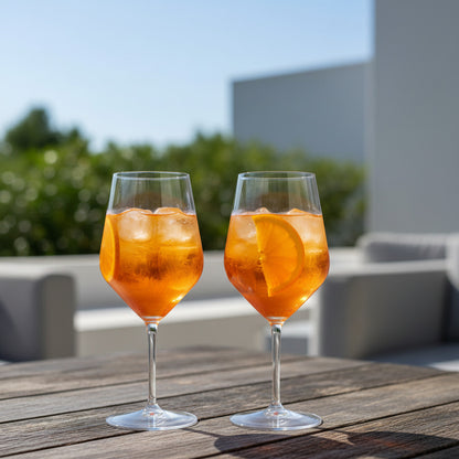 Kunststoffgläser Aperolgläser 2-er Set mit 5 cl Dosierer