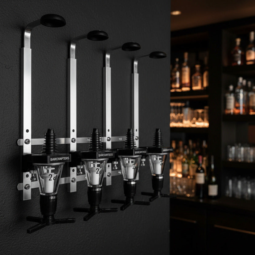 Wandhalterung |  2 Flaschen inkl. Dosierer 2 cl mit Drehkreuz